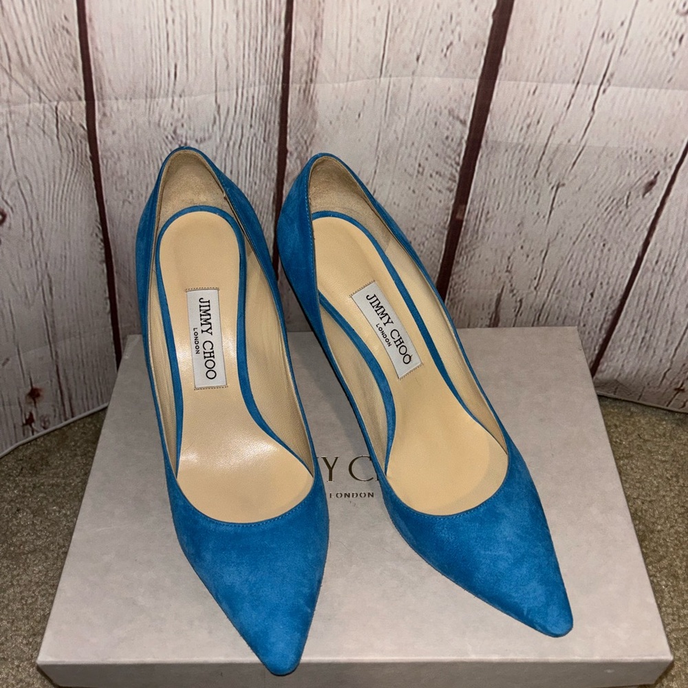 Jimmy Choo Romy 85 Blue Pumps - Picture 2 of 7